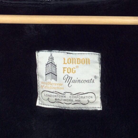 Vintage London Fog Maincoats Fully Lined Trench Coat Mens 38 Short Blue Fleece - Picture 10 of 12